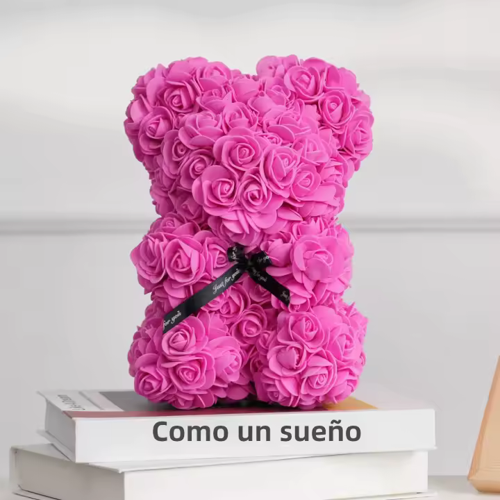 Regalo De Aniversario Para Madre Día De San Valentín Decoración De Hogar Rosa Artificial Eterna Con Oso Teddy Uflower - 1