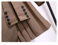 Vestido Traje Nueva 2024 Manga Larga Estilo Coreano En Caqui Blanco O Negro Con Cinturón Plisado Adecuado Para Invierno Ropa Caliente Para Mujer - details 14
