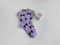 Calcetines Medio Tubo Disney Sanrio Kuromi Para Mujer Color Morado Algodón Peinado Dibujos Animados Lindos Hechicera Calcetines - details 19