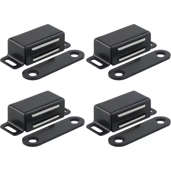 4PACK Imanes para archivadores, Cierres magnético para Puerta de 6 kg, autoadhesivo, Imanes para Puertas de armarios, Imán para cajas de Maple inoxidable Negro mate para armarios de Cocina C - 1