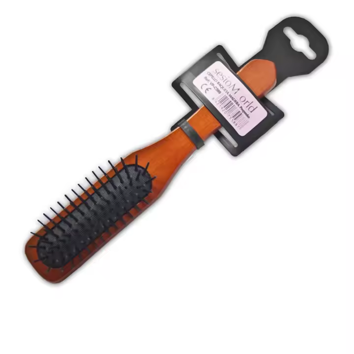 CEPILLO PELUQUERÍA RAQUETA CON MANGO DE MADERA - 1