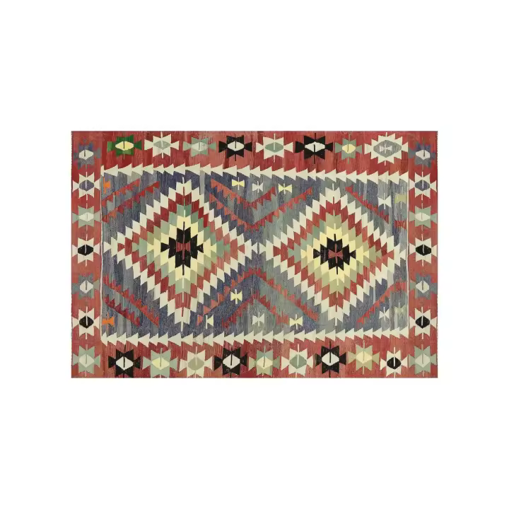 Vilber, Alfombra Vinilo, Étnico, Rombos, Pasillo, Cocina, Salón, Hogar. Multicolor. Diferentes tamaños.  Kilim.2574 01. - 1