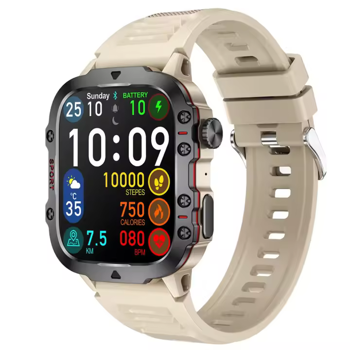 Reloj inteligente Frecuencia cardíaca y presión arterial Rastreador de actividad del sueño Reloj inteligente resistente al agua para exteriores de 1,96 pulgadas Más de 100 modos deportivos Llamadas Bluetooth (para iOS Android) - 1