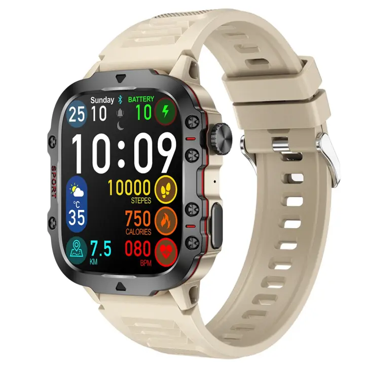 Reloj inteligente Frecuencia cardíaca y presión arterial Rastreador de actividad del sueño Reloj inteligente resistente al agua para exteriores de 1,96 pulgadas Más de 100 modos deportivos Llamadas Bluetooth (para iOS Android) - 1