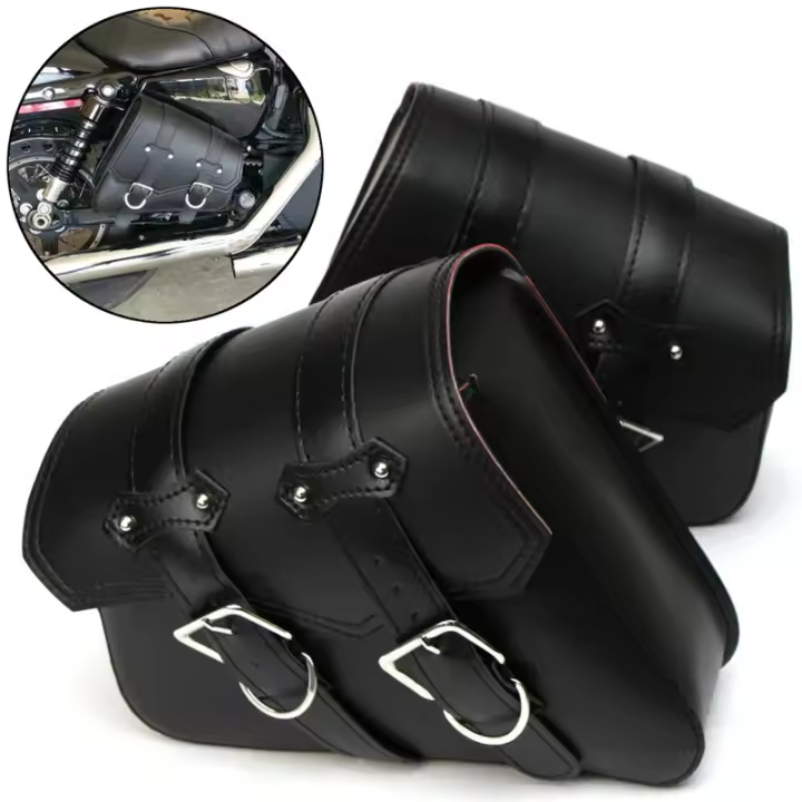 Bolsa De Sillín Para Motocicleta Grande Capacidad Almacenamiento Lateral Para Honda/Yamaha/Suzuki Material PU Cuero - 1