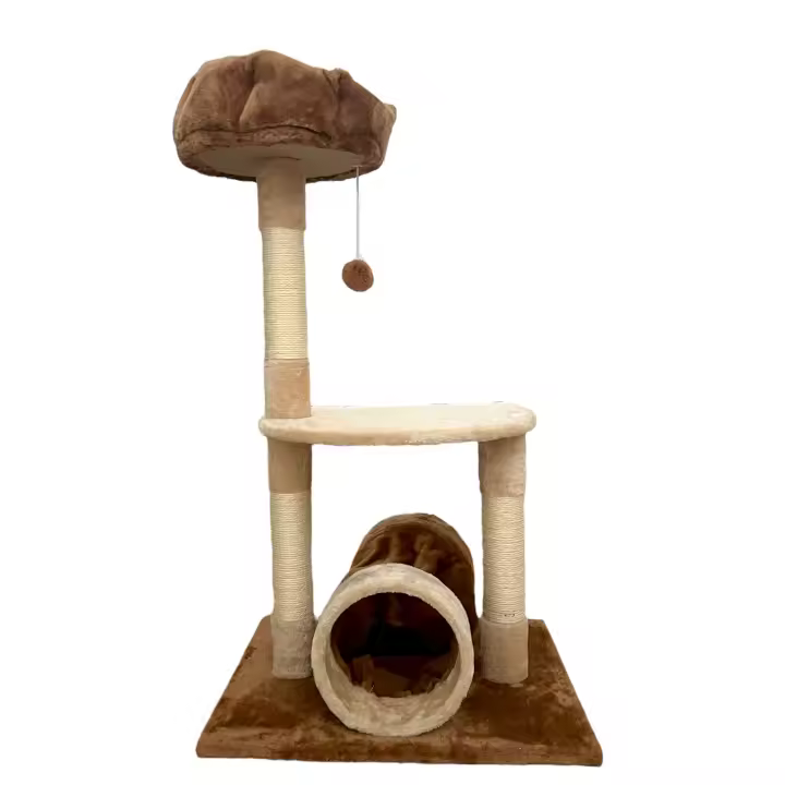 COTTECOTA- Árbol rascador para Gatos 54x45x94cm, Árboles de actividades para gatos Marron Beige, Juegos gatos Poste para arañar, Poste de sisal, plataforma y cama, Casa de gatos marron para diversion, árbol de gato en forma de torre escalador con nido. - 1