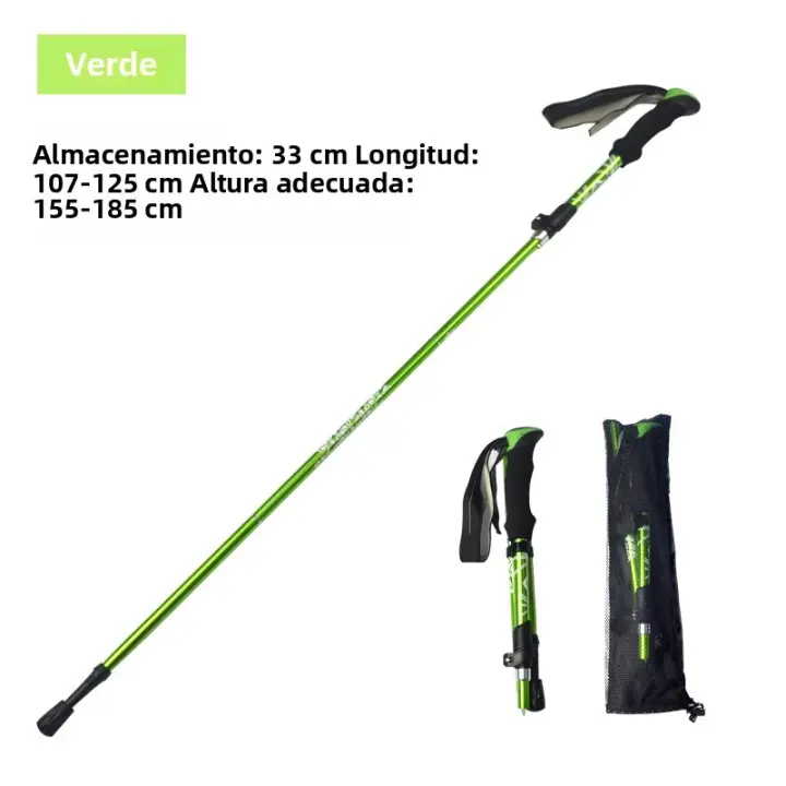 Bastón De Caminar Plegable Para Senderismo Y Camping Con 5 Secciones Portátil Fácil De Poner En El Bolso Para Ancianos Y Nórdico Material De Carbono Y Acero - 1
