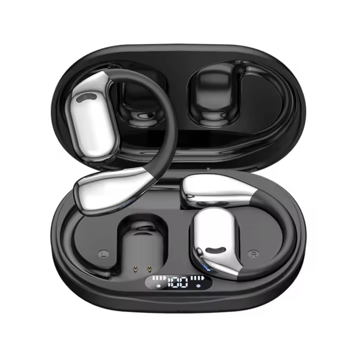 Auriculares Bluetooth Inteligentes AI 2025 with Traducción Simultánea 144 Idiomas - Diseño Open-Ear Ergonómico, 12h Autonomía, Cancelación de Ruido y Grabación de Reuniones (Cert.) CE, IPX5) - Negro/Plata - 1