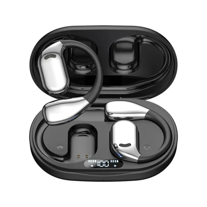 Auriculares Bluetooth Inteligentes AI 2025 with Traducción Simultánea 144 Idiomas - Diseño Open-Ear Ergonómico, 12h Autonomía, Cancelación de Ruido y Grabación de Reuniones (Cert.) CE, IPX5) - Negro/Plata - 1