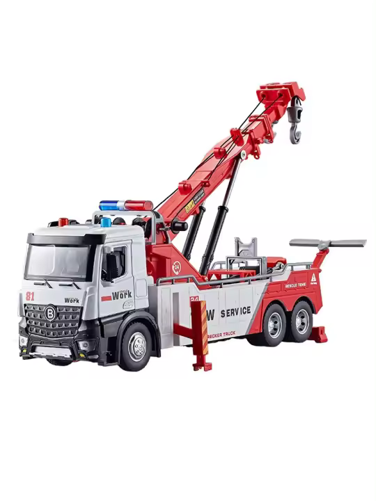 Coche De Rescate De Ingeniería De Aleación 1:18 Con Sonido Y Luz Coche De Pull Back Para Niños Regalo Modelo De Metal Rojo - 1