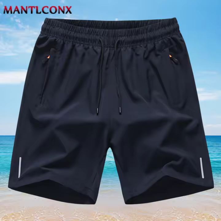 Shorts De Verano Para Hombre MANTLCONX Deporte Gimnasio Running Fitness Pantalones Cortos Transpirables Secado Rápido Cinturón Con Cordón Negro - 1