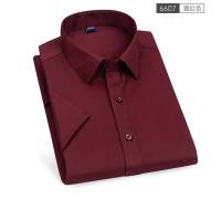 Camisa De Hombre Para Primavera Y Verano Con Mangas Cortas Elásticas Color Sólido Antidesvanecimiento Antiarrugas Casual Moda Transpirable - details 13