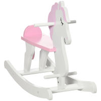 HOMCOM Caballito Balancín para Niños de 1-3 Años Caballo Mecedora de Madera con Manillar y Pedales Carga 50 kg 68x27x46,5 cm Blanco y Rosa - details 0
