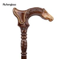 Bastón De Madera Marrón De Caballo Moda Caminante Decorativo Vampire Cospaly Fiesta Mace Varita Halloween Crosier 93cm - details 4