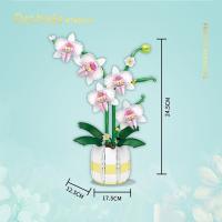 Juego De Construcción De Bloques De Orquídea En Maceta Juguete Educativo De Puzle Creativo Para Decoración De Escritorio Regalo Único Para Niños - details 2
