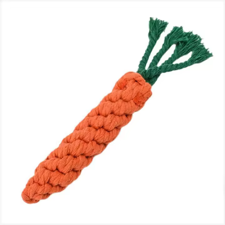 Juguete Para Perros De Tela Algodón Duradero Nudo De Zanahoria Juguete Masticable Resistente Mordedor Para Limpieza De Dientes Accesorios Para Mascotas - 1