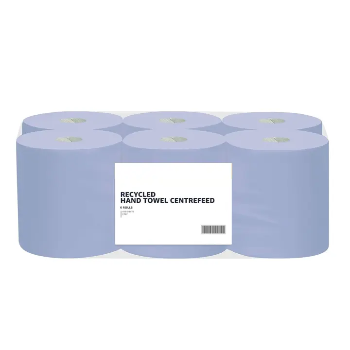 Toallas Papel Secamanos, 2 Capas Rollo Centrefeed Reciclado, 6 Rollos (1 paquete), 450 Hojas por Rollo, Tamaño de la Hoja: 20 cm x 20 cm - 1