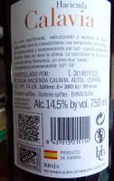 Vino tinto Bodega Hacienda Calavia Reserva elaborado con uvas de la variedad tempranillo tinto - details 1