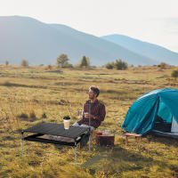 Mesa De Camping De Aleación De Aluminio Plegable Ultraligera Con Organizador De Almacenamiento Grande Y Palo De Luz Para Playa Y Carro De Transporte - details 1