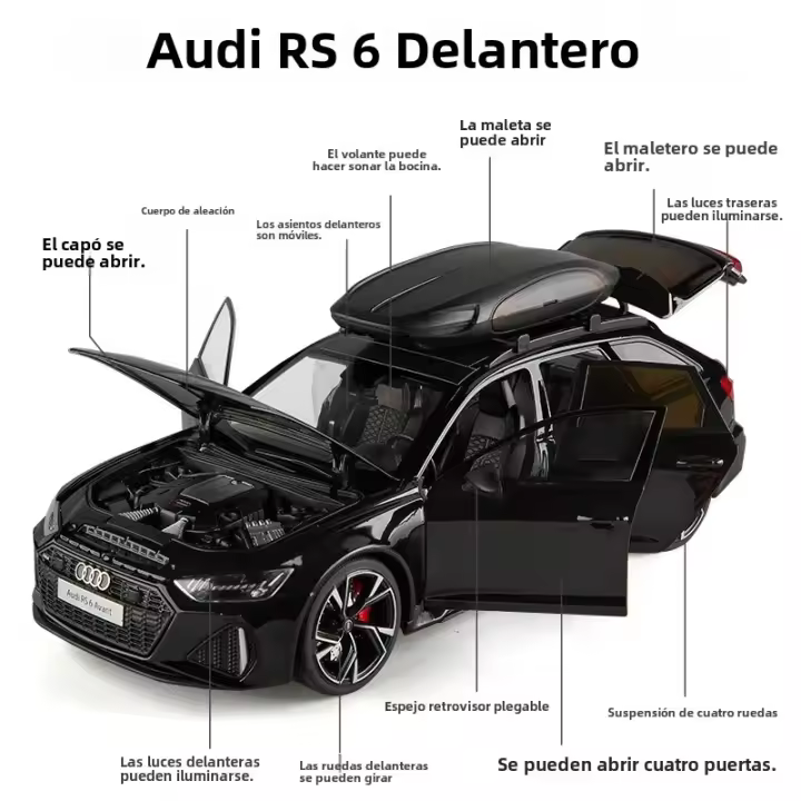 Audi RS6 Avant Estación Wagón Grande 1:18 Coche De Escala De Metal Con Sonido Y Luz Modelo Colección Juguete Para Niños Vehículo Regalo - 1