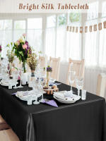 Imitación Seda Negro Satén Suelto Rectangular Para Boda Banquete Té Cubierta De Mesa Colorido Material Damasco Estilo Sencillo - details 3
