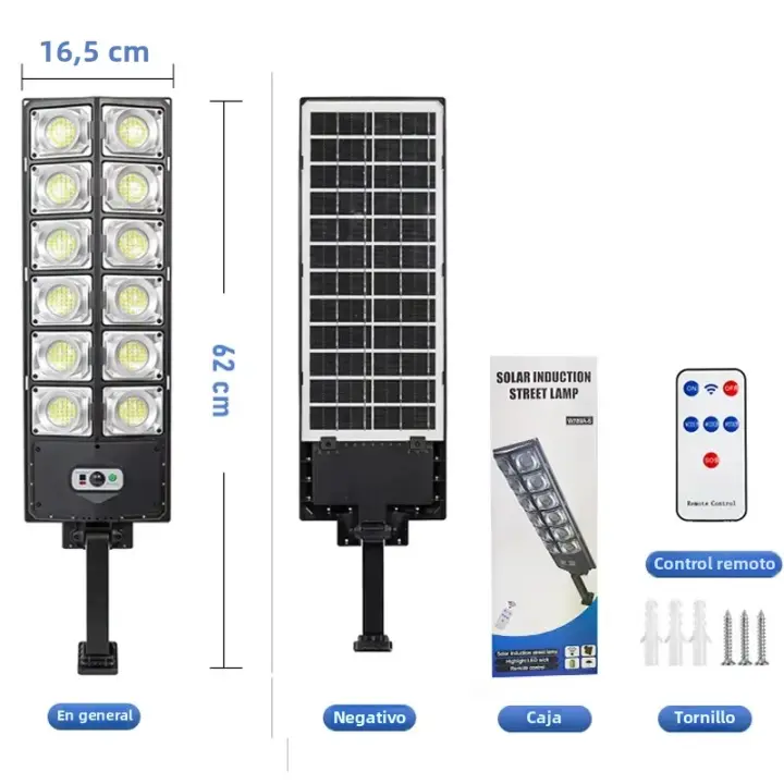 Lámpara Solar LED Para Calle Exterior Con Control Remoto Y 3 Modos Iluminación Solar Impermeable Para Jardín Y Puerta De Entrada Sistema De Iluminación Solar Auto Contenida - 1