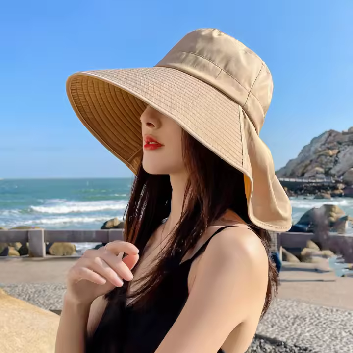 Gorro De Verano Para Mujer Protección UV Con Visera Ancha Y Capucha Para Ponytail Ideal Para Pesca Y Senderismo Al Aire Libre - 1
