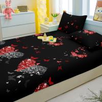 Sábana Ajustable De Corazón Estampado Y Mate Simple Moderna Para Cama 100% Poliéster 200 TC Tatting Sin Almohadillas En La Cama - details 4