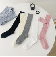 Medias Largas Para Mujer Estilo Coreano Preppy De Primavera Verano Medias Almohadilladas Sencillas a Rayas Casuales De Coton Y Poliéster Con Spandex - details 9