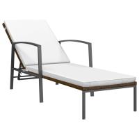 vidaXL Tumbona de jardín con cojín ratán sintético Marrón, Negro, Gris Sillas de Exterior Ideal para jardín, playa, piscina, terraza Tumbona Piscina Tumbonas Playa Tumbonas Jardín Exterior - details 0