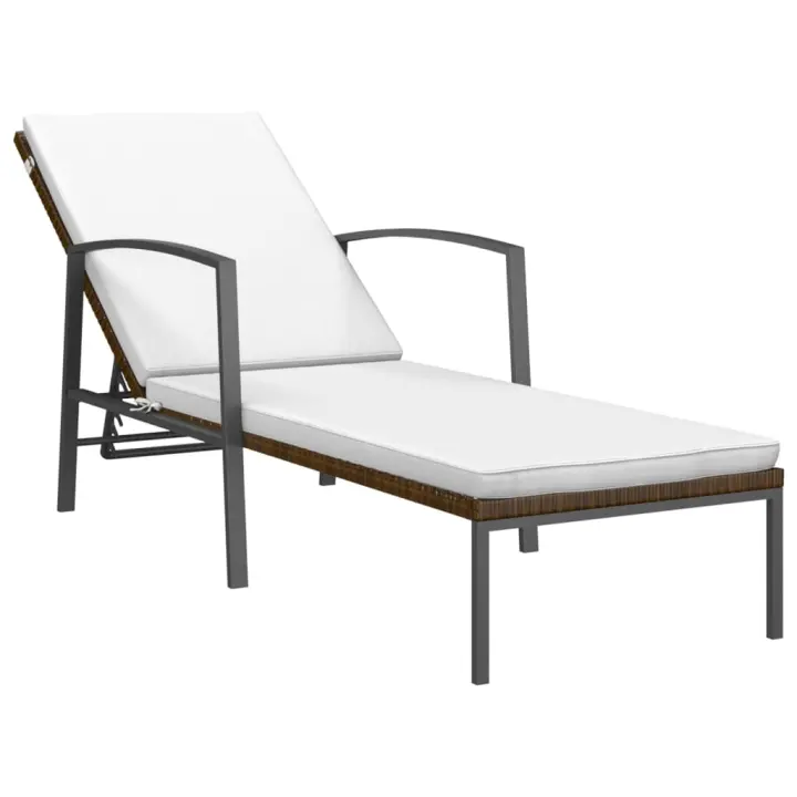 vidaXL Tumbona de jardín con cojín ratán sintético Marrón, Negro, Gris Sillas de Exterior Ideal para jardín, playa, piscina, terraza Tumbona Piscina Tumbonas Playa Tumbonas Jardín Exterior - 1