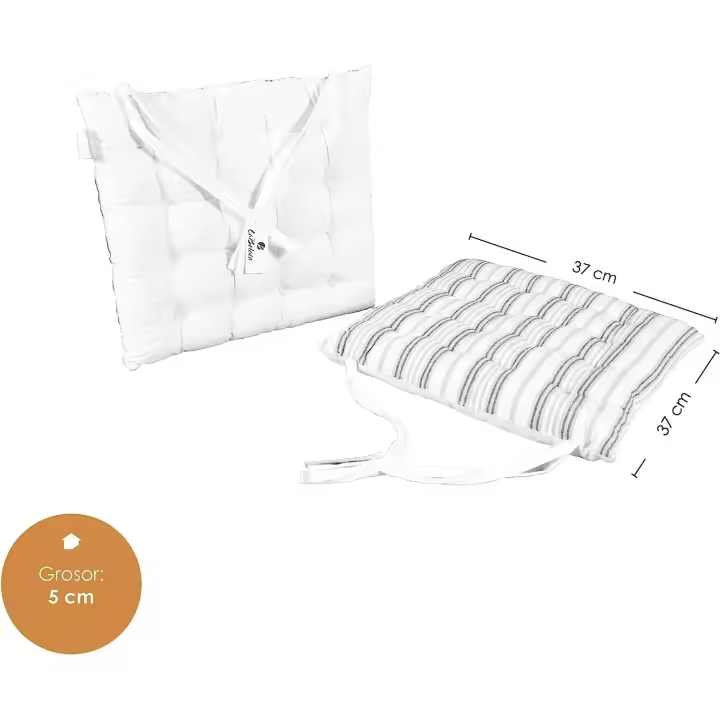 Cojín Acolchado para Silla en Algodón y Poliéster 37 x 37 cm - Decoración Hogar - Ideal para Sillas de Cocina, Comedor, Jardín - 1