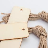 Etiquetas de Rego colgantes en Blanco para manualidades de Madera rectangulares, Adornos con cuerdas, decoración de fiesta - details 1