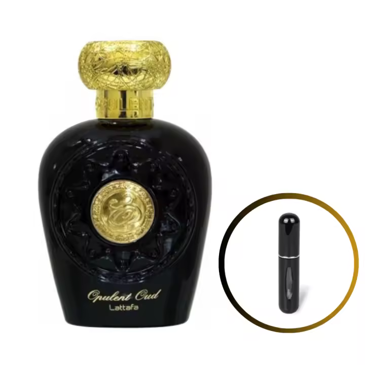 Perfume OPULENT OUD Lattafa 100ml +ATOMIZADOR 5ml Recargable GRATIS! Para HOMBRE Perfume Árabe Original De Dubai Emiratos Árabes, oriental - 1