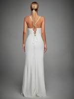 Vestido De Novia Mgiacy Con Cuello Halter Y Patchwork De Encaje Vestido De Fiesta Para Bodas Vestido De Damas De Honor De Largo Suelto Estilo Sirena - details 2