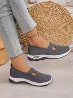 Zapatillas De Mujer En Color Sólido Transpirables Zapatillas Casuales De Verano De Bajo Térmico Tejidas Zapatos Casuales Para Mamá - details 25
