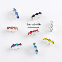 50pcs 12mm Espaciadores De Rhinestone De Aleación Con Diseño Wavy Colorido Para Fabricación De Joyas Braceletes Collares Suministros De Manualidades Decorativos - details 6