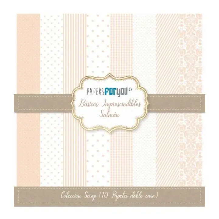 PAPERSFORYOU PAPEL SCRAP BASICOS SALMON 30X30 10 HOJAS - 1