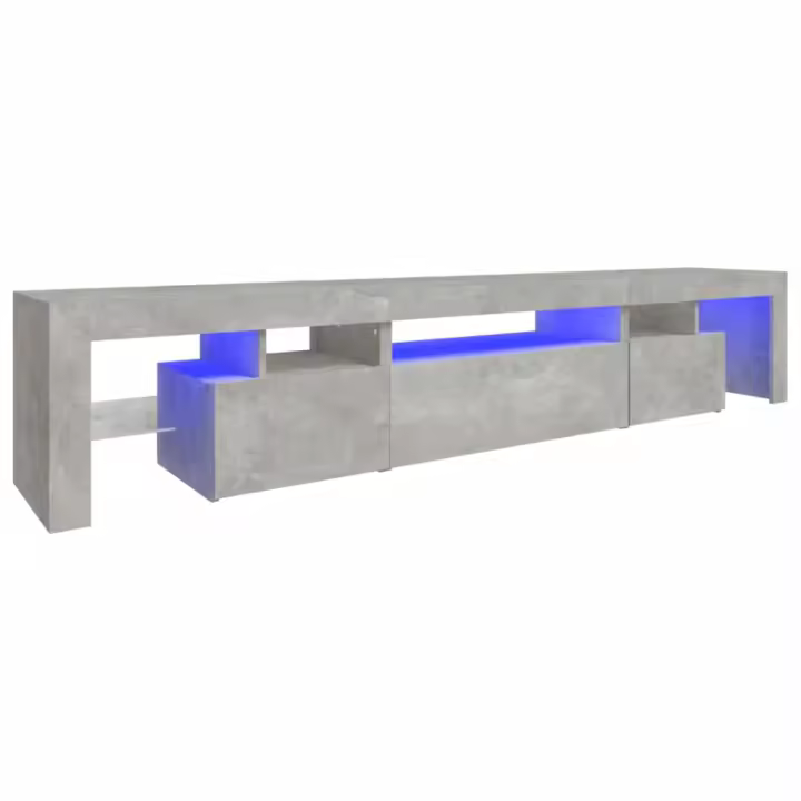 vidaXL Mueble de TV con luces LED gris hormigón 215x36,5x40 cm - 1