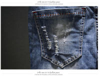 Nuevos Jeans Azul Claro Con Rasguños Y Elásticos Para Hombres Calidad Superior Moda Coreana Ropa Casual High Street Trousers - details 9