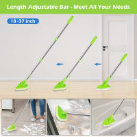 Cepillo De Limpieza Para Azulejos 3 En 1 Con Mango Largo Escobilla De Limpieza Para Baño Y Piso Esponja Triangular Rotatoria De 180° Retráctil De Plástico Acero Inoxidable Y Microfibra - details 5