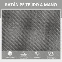 Outsunny Tumbona de Ratán Sintético Plegable Tumbona para Jardín con Respaldo Ajustable en 5 Niveles y Marco de Acero Carga 150 kg para Patio Terraza Gris - details 3