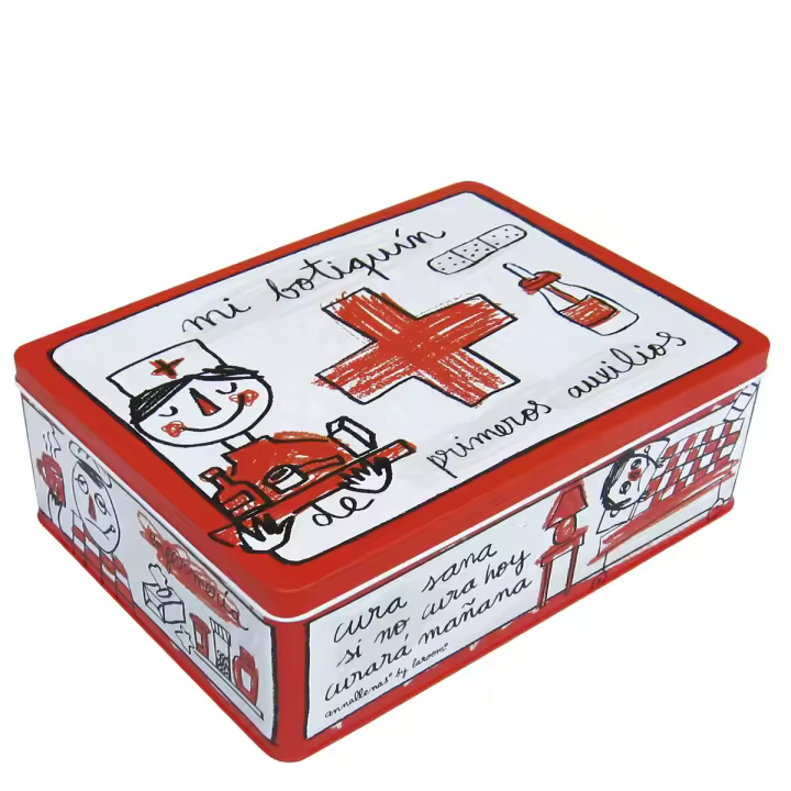 Caja metálica "botiquín" - Las Cajas Originales - Acabado mate - Apto para niñas & niños - Tamaño: 27x20xH9cm - 1