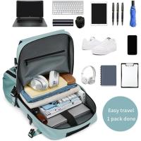 Mochila de viaje para mujeres, mochila de computadora portátil de negocios impermeable de 18 pulgadas, puerto de carga usb con bolsa de zapatos, mochila de senderismo - details 3