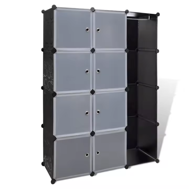 Armaro modular 9 compartimentos Negro y Blanco 109x36,5x143 cm - 1