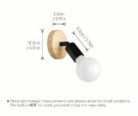 Vintage Wooden Indoor Wall Lamp, Retro Industrial E27 Wall Light with 180° Rotation (Set of 2 White) - details 0
