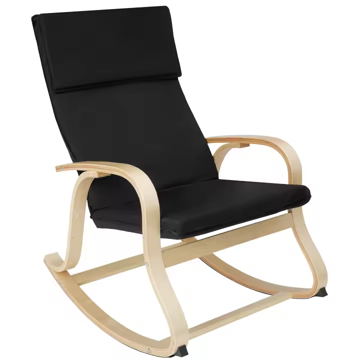 Tectake - Mecedora Roca de madera de abedul 150 kg  Cómoda y bonita mecedora  Estructura curva de madera de abedul  Mullido acolchado, cojín reposacabezas incluido - 1