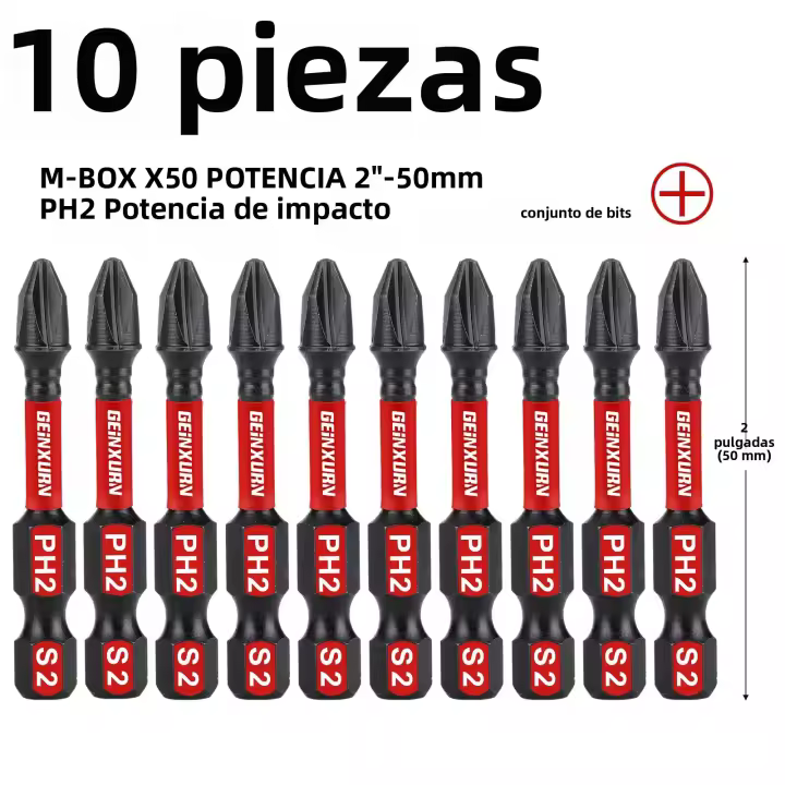 Geinxurn Impact Tough #2 Phillips Insert Driver Bits Conjunto De Destornilladores Magnéticos S2 De Acero PH2 Con Caja De Almacenamiento - 1