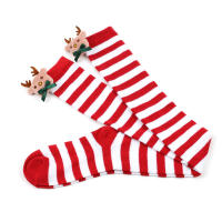 Novena Medias Navideñas Decorativas De Muñeca Calcetines De Pierna Sobre La Rodilla Estampado De Ciervo Y Rayas Para Mujer - details 35