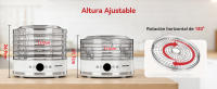 Aigostar Deshidratador de Alimentos, 5 Bandejas sin BPA con Pantalla LED - Temperatura Ajustable 35-70 ° C y Temporizador 48H para Frutas, Carnes y Verduras |   Funciona en Silencio, 380W, Modo Ventilador + Libro de Recetas - details 6